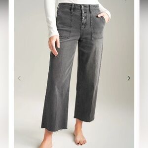 Carly Jean Los Angeles Original Charcoal Hendrix Jeans, Size 1, Raw Hem